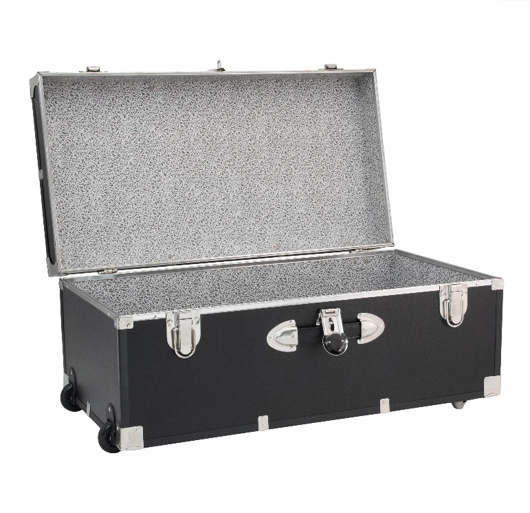 Black Vinyl Storage Trunk Heavy Duty Lockable Camp College Dorm Chest USA Made - Image 2 of 4