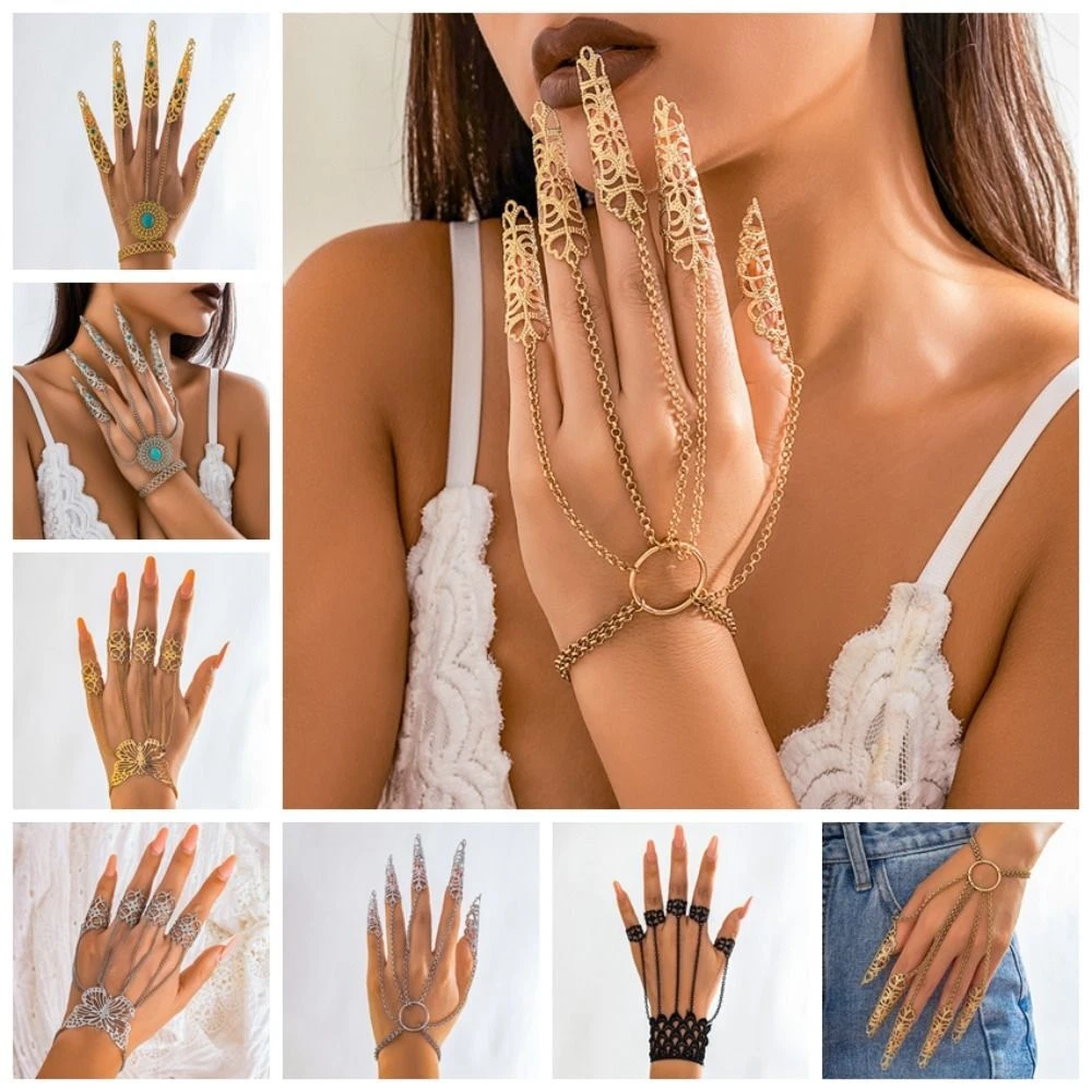 Hand Rings Nail Rings with Bracelet Korean Style Knuckle Rings
