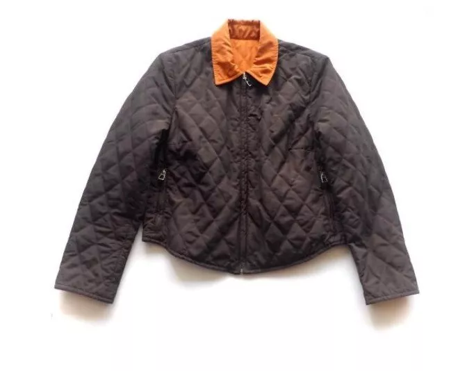 Hermes Quilted Reversible Jacket Women's Blouson Orange x Brown US Size 8  Coat