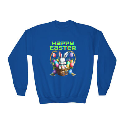 Happy Easter Bunny Basket Youth Kids Unisex Crewneck Sweatshirt Matching Family