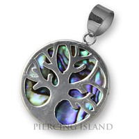 Echt 925Er Silber AnhäNger Abalone Perlmutt Baum Des Lebens Lebensbaum PS370