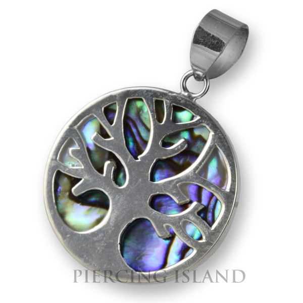 Echt 925Er Silber AnhäNger Abalone Perlmutt Baum Des Lebens Lebensbaum PS370-image