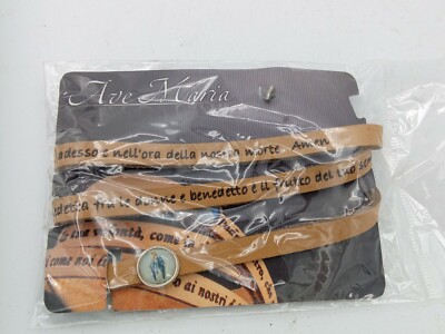 Bracciale in pelle con preghiera Padre Nostro o Ave Maria colori