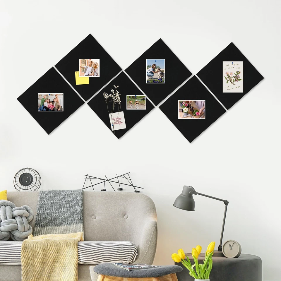 Felt Cork Board Tiles, 6 Packs 12" x 12" 1/2" Thick Cork Bulletin Board Self - Image 3 of 4