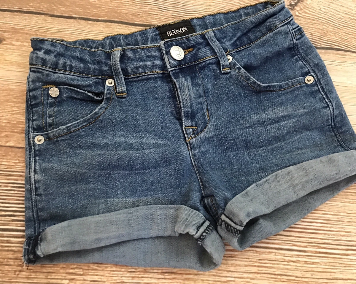 Hudson Girls Denim Jean Roll Up Hem Shorts Size 10 Adjustable