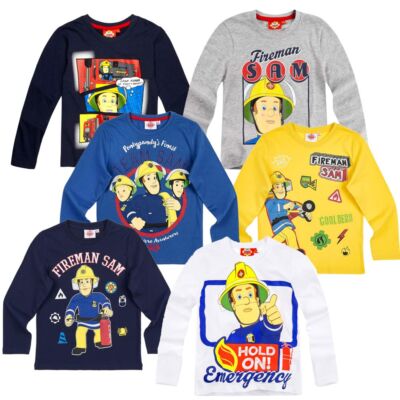 Jungen Langarm Shirt Sam | Feuerwehrmann Sam | Größe 98 - 128 | Kinder Shirt