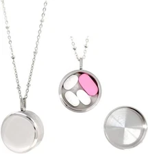 SILVER Pill Locket Necklace, Secure Pill Box Jewelry HOLDER