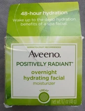 Aveeno Positively Radiant Overnight Hydrating Facial Moisturizer 1.7 oz RARE HTF