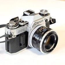 Canon AV-1 SLR 35mm Camera W FD 50mm F/1.8 Lens Strap