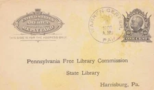 Pennsylvania Warren Center 1908 doane 3/3  Postal Card  Some discoloration.