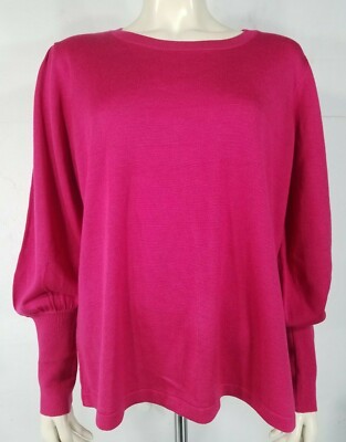 NWT Alex Marie fuchsia pink 100% Acrylic balloon sleeve round neck sweater XL