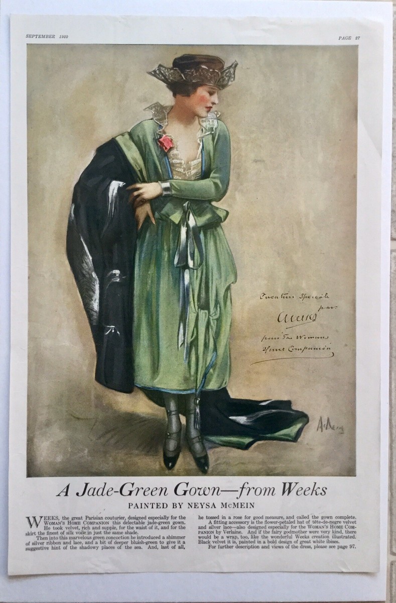 September 1920 Print Ad Jade-Green Gown from Weeks Women's Fashion | eBay September 1920 Print Ad Jade-Green Gown from Weeks Women's Fashion | eBay