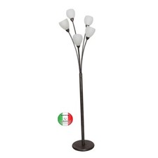 Piantana lampada da terra in ferro battuto vintage 5 vetri Nadir Made in Italy  