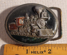 Vtg 1984 Locomotive BELT BUCKLE Bergamot BRASS Works USA TRAIN Engine