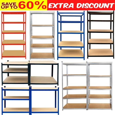 DAYPLUS® Heavy Duty Warehouse Racking Garage Shelving Storage Shelves Metal Shelf 5 Tier