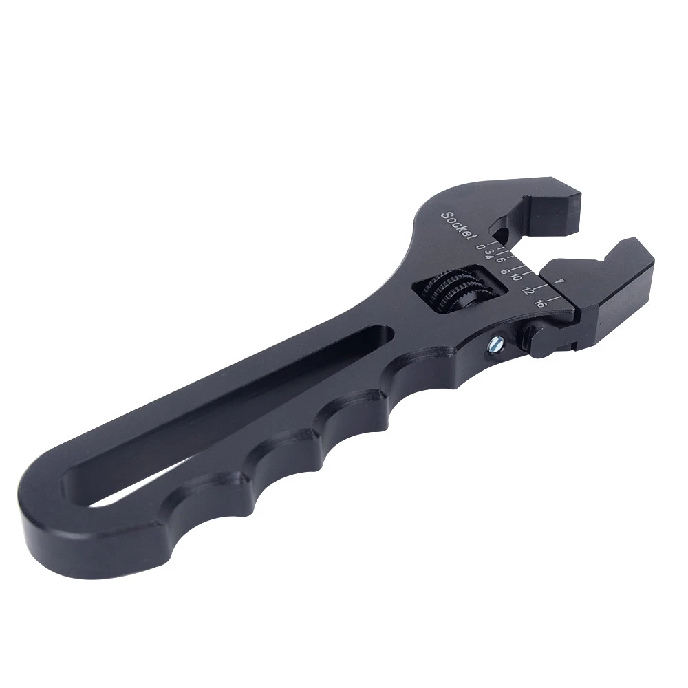 Adjustable Wrench Spanner 3 16AN Fittings Professional Grip Tool Black Aluminum