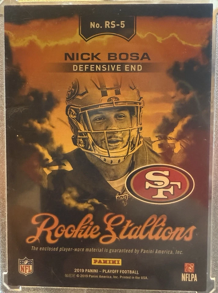 2019 Panini Playoff Rookie Stallions Nick Bosa #RS-5 Rookie RC - Image 2 of 2