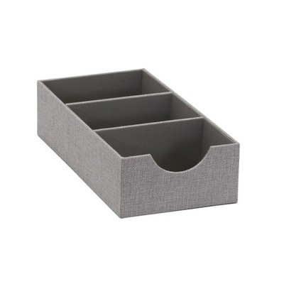Grey 727-1 Deep 3 Section Drawer Organizer Box 12x6.13x3.13 Inch