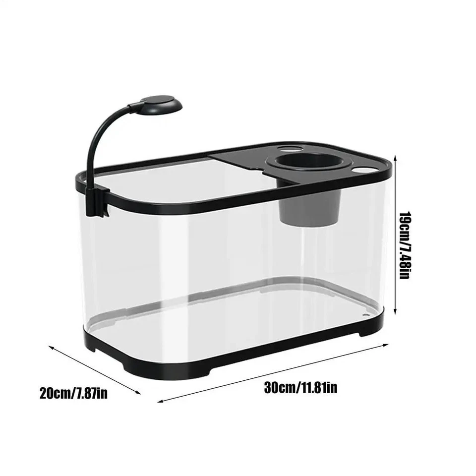 Cool Aquarium Kit Small Fish Tank Beginners With Light And Hydroponic Basket - image 4 of 4