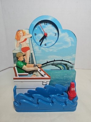ORIGINAL Sport Fishing Clock HOLY Mackerel It s A BIG ONE Fun Damental 1999 Read