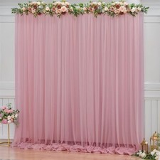 10x10ft Tulle Backdrop Curtain for 10ft x 10ft 2 Panels 5 10ft Dusty Rose