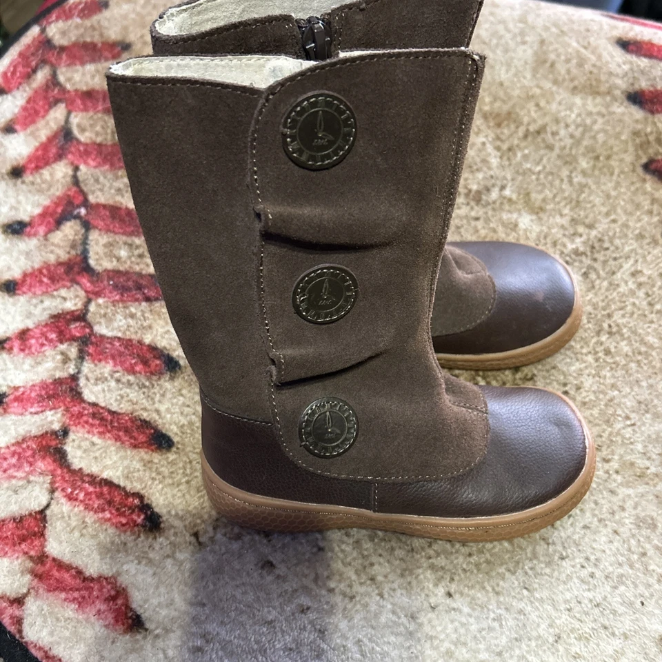 Livie & Luca Suede Boots Girls Size 8 Brown Leather Side Zip - Image 4 of 4