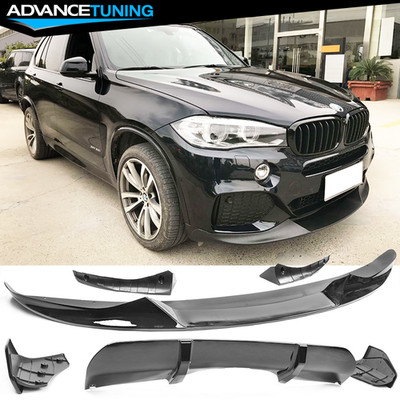 Fits 14-18 BMW F15 X5 M Sport Only Front Bumper Lip & Rear Diffuser Gloss Black