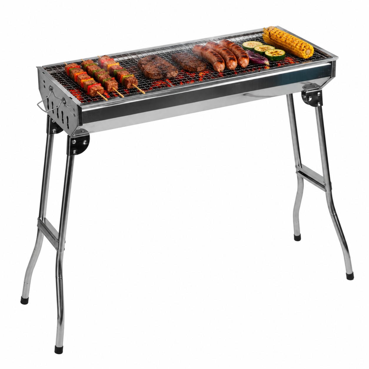 Kct Folding Bbq Stainless Steel Charcoal Barbecue Large Barbeque Freestanding Portable Foldable Grill For Camping Travel Outdoor Garden - Image 2