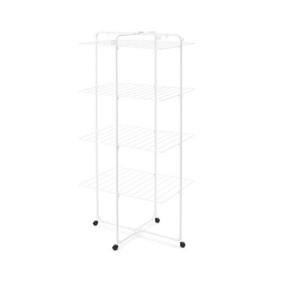 HangOn Tower Clothes Drying Rack with Wheels | 98ft (30m) | White | Tall 3-Ti...