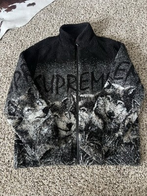 Supreme Wolf Fleece Jacket Black L Size SS19