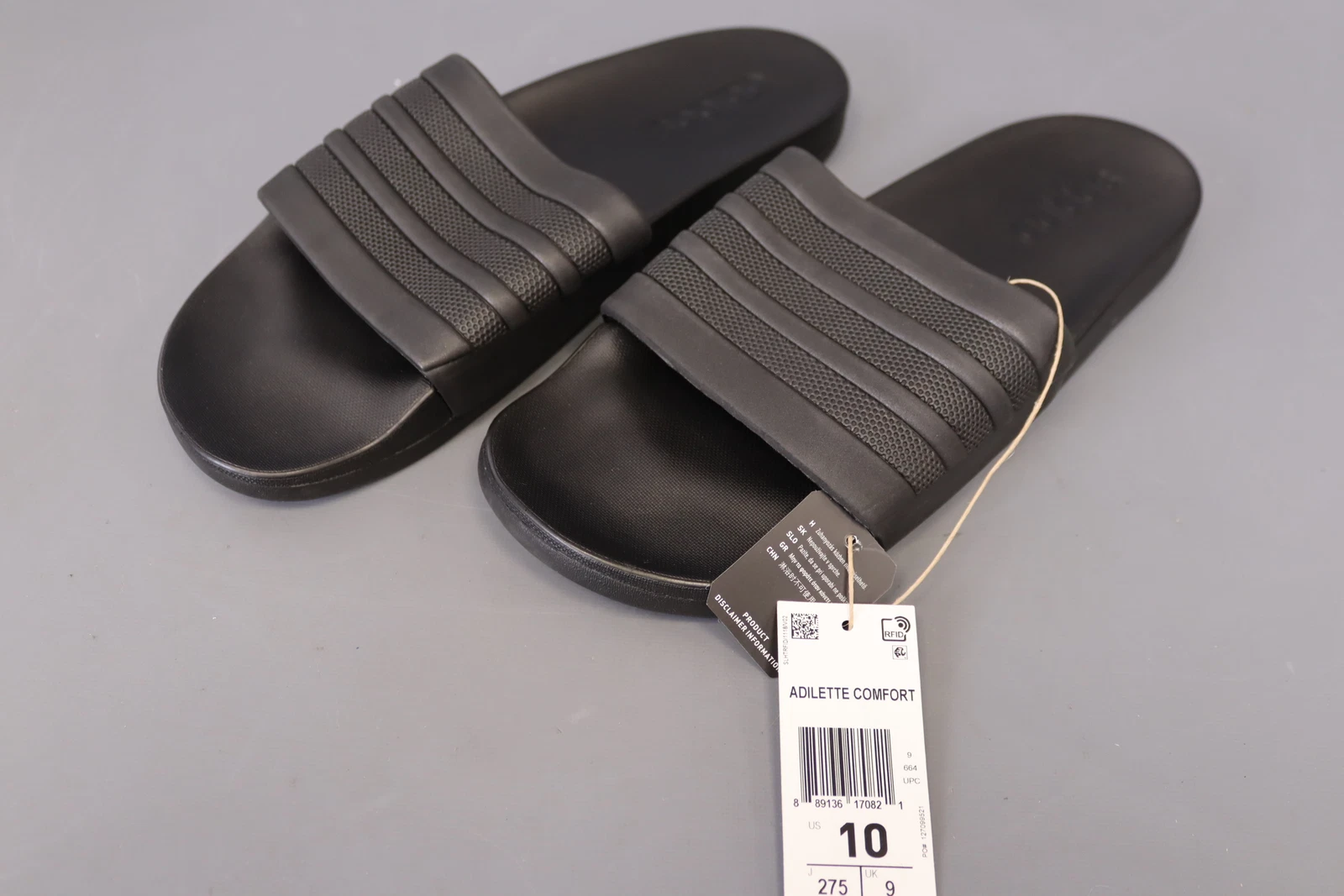 Adidas Adilette Cloudfoam Mono Scivolo Sportivo Nero Nero Taglia 10