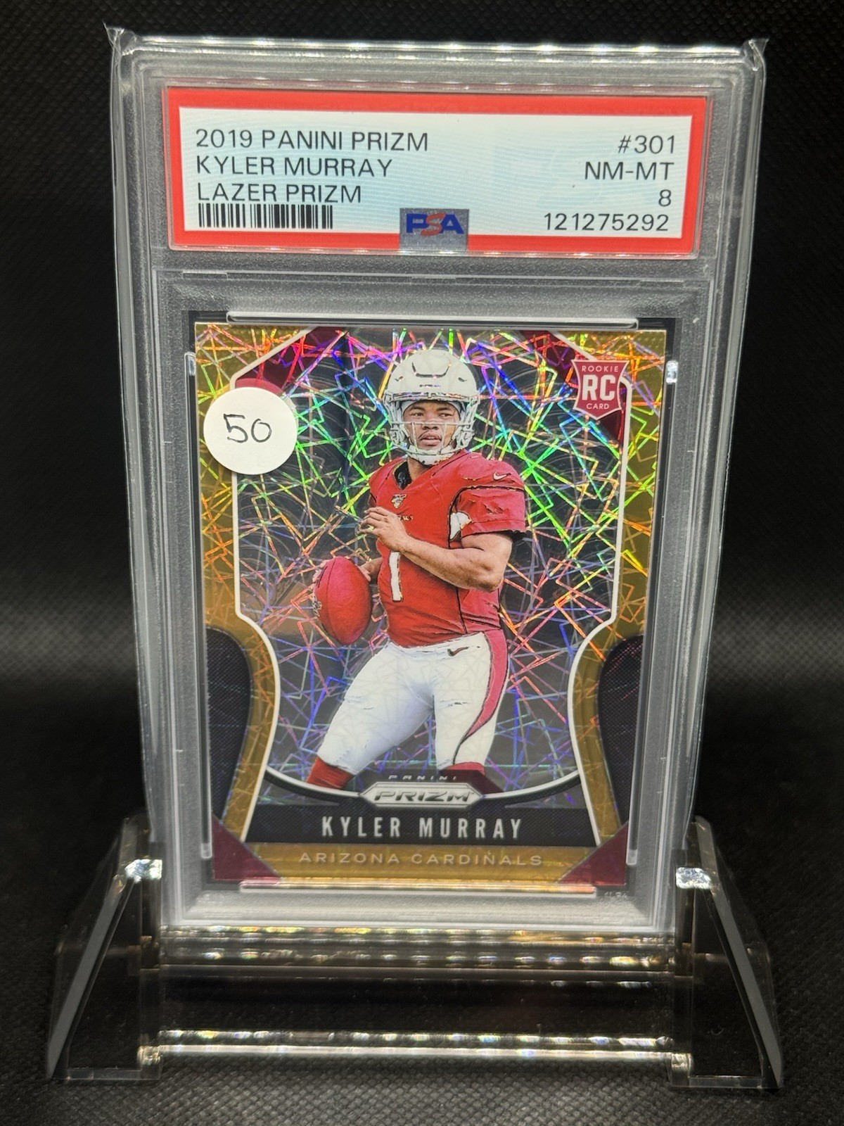 2019 Panini Prizm Kyler Murray Lazer Prizm #301, PSA 8