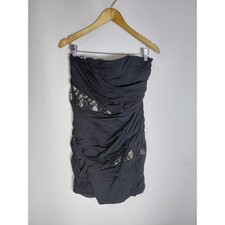 EXPRESS Silk Blend Strapless Dress Black Solid Sleeveless Ruched Women Size 12