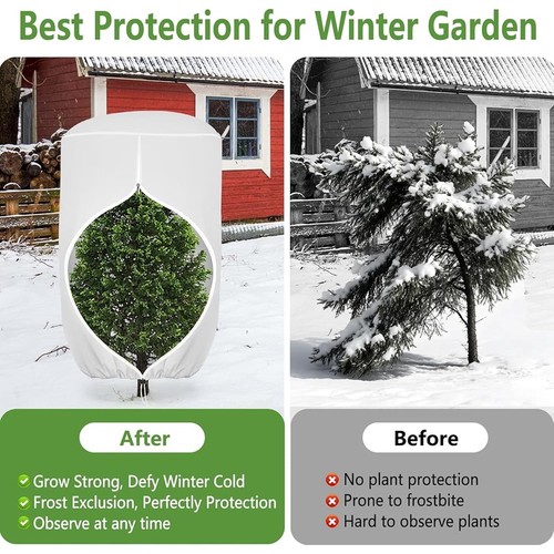 Outdoor Plant Covers Frost Protection Winter Insulation W/ Zipper Drawstring New - Picture 12 of 36