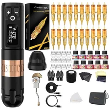 Wireless Tattoo Pen Machine Kit 20pcs Tattoo Cartridge Needles Set For Beginner 