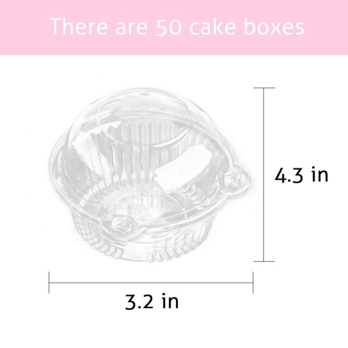 Cupcake Holders Individual50 PC Cupcake Containers Disposable Clear Plastic Sin - Picture 2 of 7
