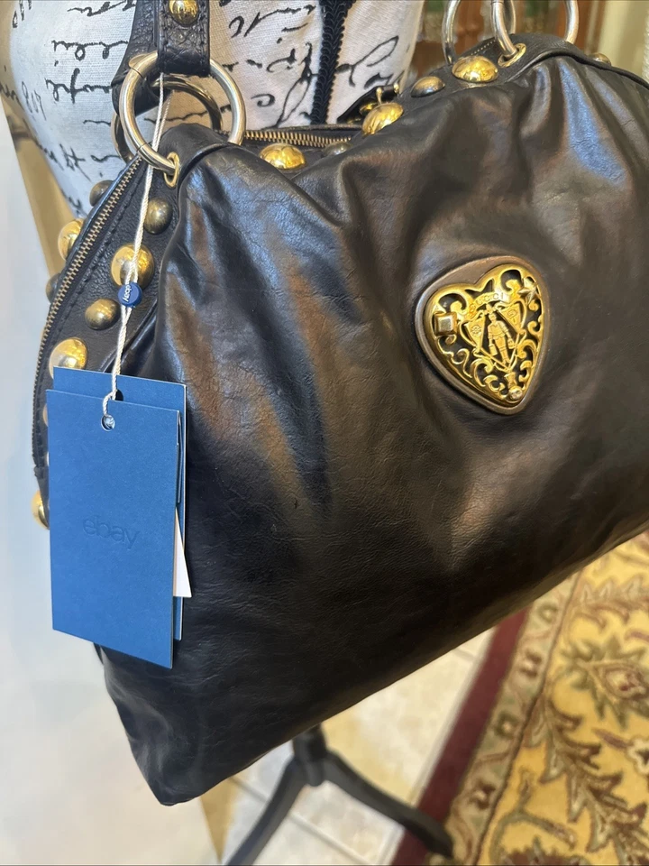 GUCCI BLACK CALF LEATHER BABOUSKA DOME HEART CREST BAG SATCHEL HANDBAG - LARGE - Image 3 of 4