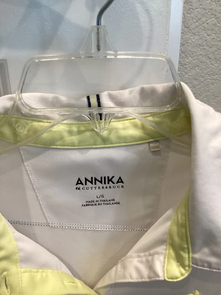 Camisa de golf Annika Cutter & Buck para mujer blanca Polo Top Poipu Bay talla L Foto 2 de 4