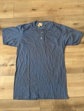 Men  s Vintage Russell Athletic 50/50 Henley Blue Large USA Made
