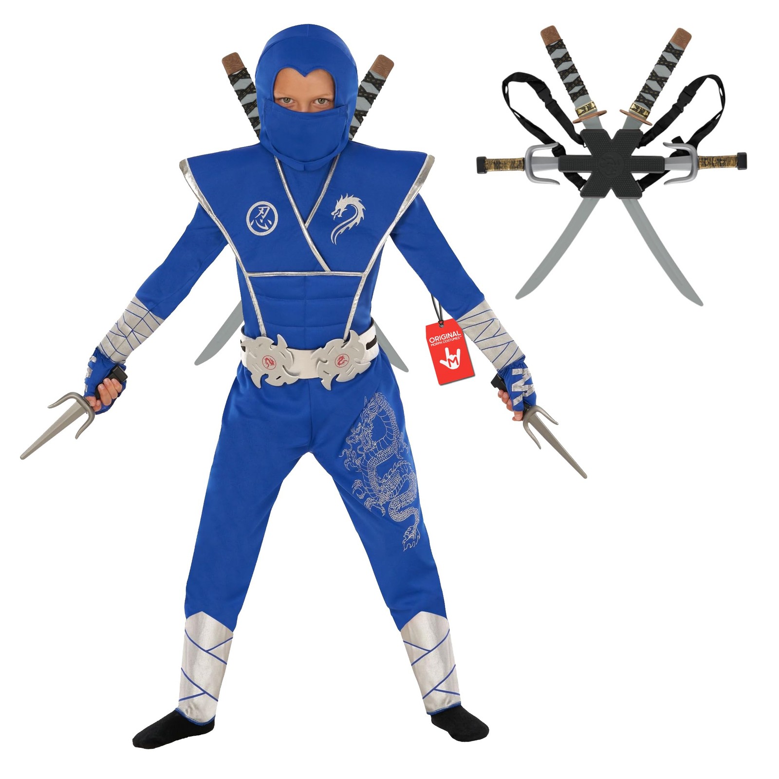 Tenue Halloween ninja enfant déguisement garçon noir taille 6-8 ans