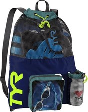 TYR Big Mesh Mummy Backpack Black 40L Swim Gym Water Sports Gear Bag 100 NEW