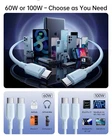 USB 60W 100W Type C Battery Charger Data Cable Cord for Android Cell Phone