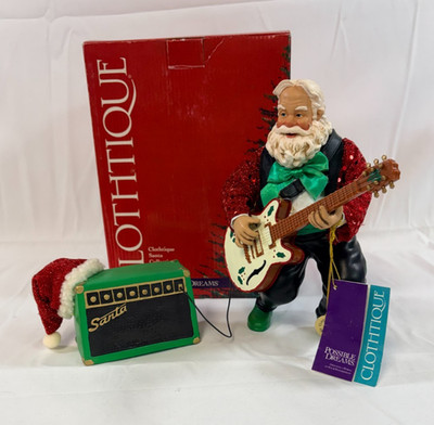 Clothtique Possible Dreams Santa Be Good Guitar W/Amplifier Christmas Decoration