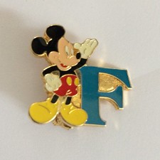 Vintage Disney Mickey Mouse Alphabet Letter F Initial Enamel Pin Badge (P/138)
