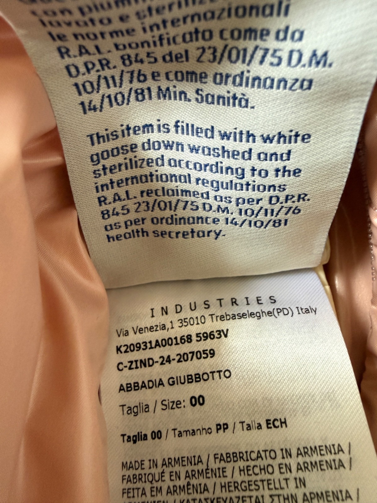 Womens Moncler Pink Abbadia Short Down Jacket Size 00 XS BNWT+Receipt thumbnail 21