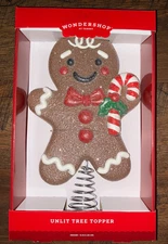 Wondershop 13" x 7.5" Christmas Plastic Gingerbread Man Tree Topper Candy Cane