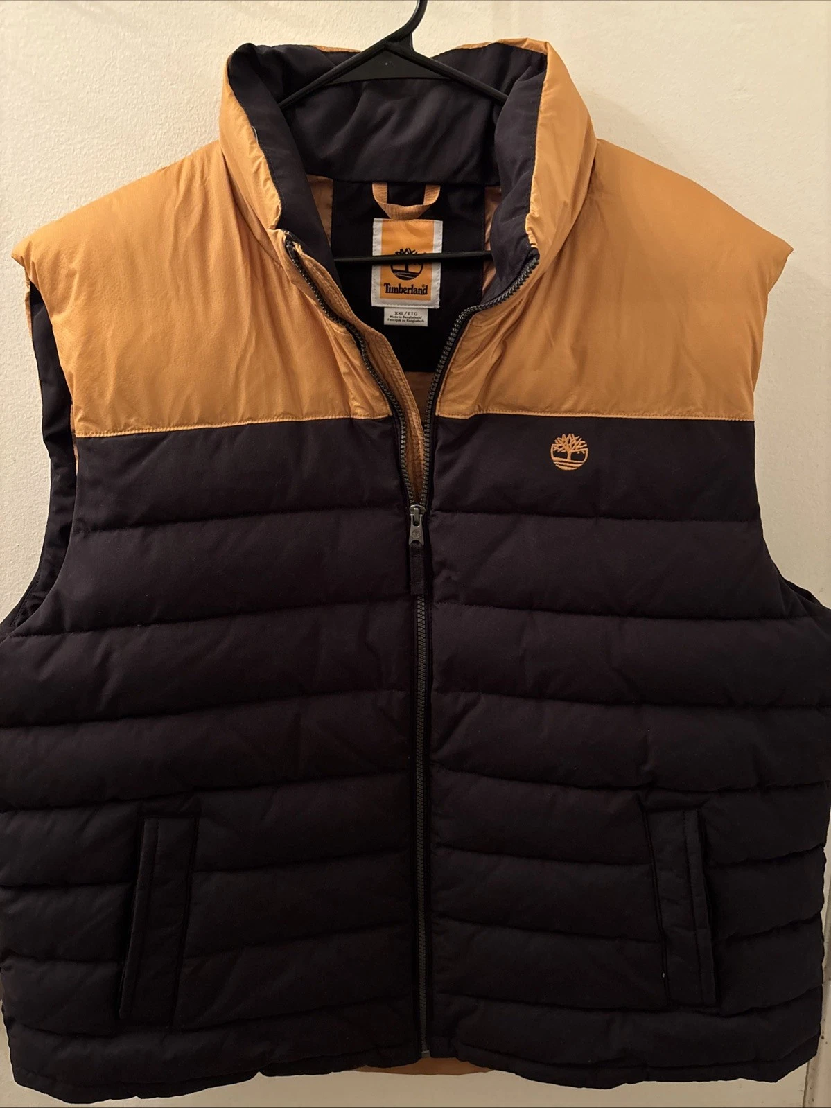 Timberland Brown Orange Puffer Quilted Vest Jacket 2X XXL 2XL Men