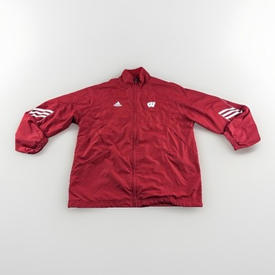 Wisconsin Badgers Windbreaker Jacket Mens S Red Zip Up Vented Coat Embroidered