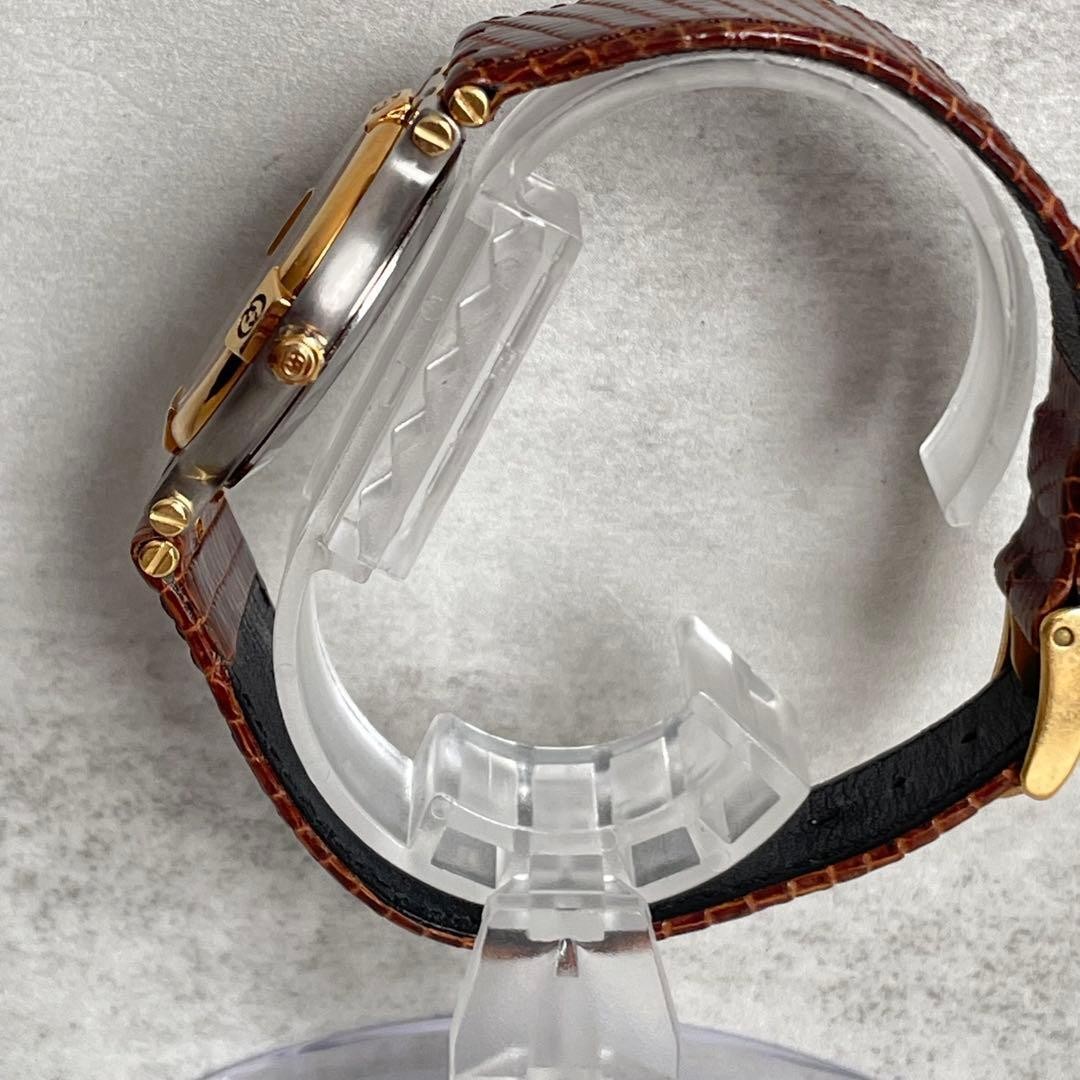 GUCCI 9000M Watch Genuine Leather Brown Quartz Battery Vintage Rare Japan thumbnail 2