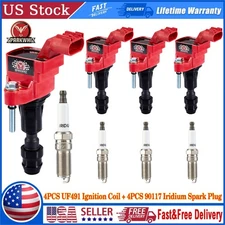4x New Ignition Coil + 4x Iridium Spark Plugs For Chevy Buick Saturn 2.4L UF491